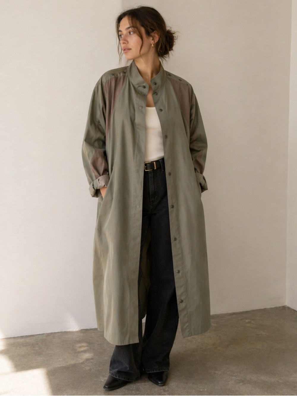 Vintage military army inspired lightweight trench jacket M/L